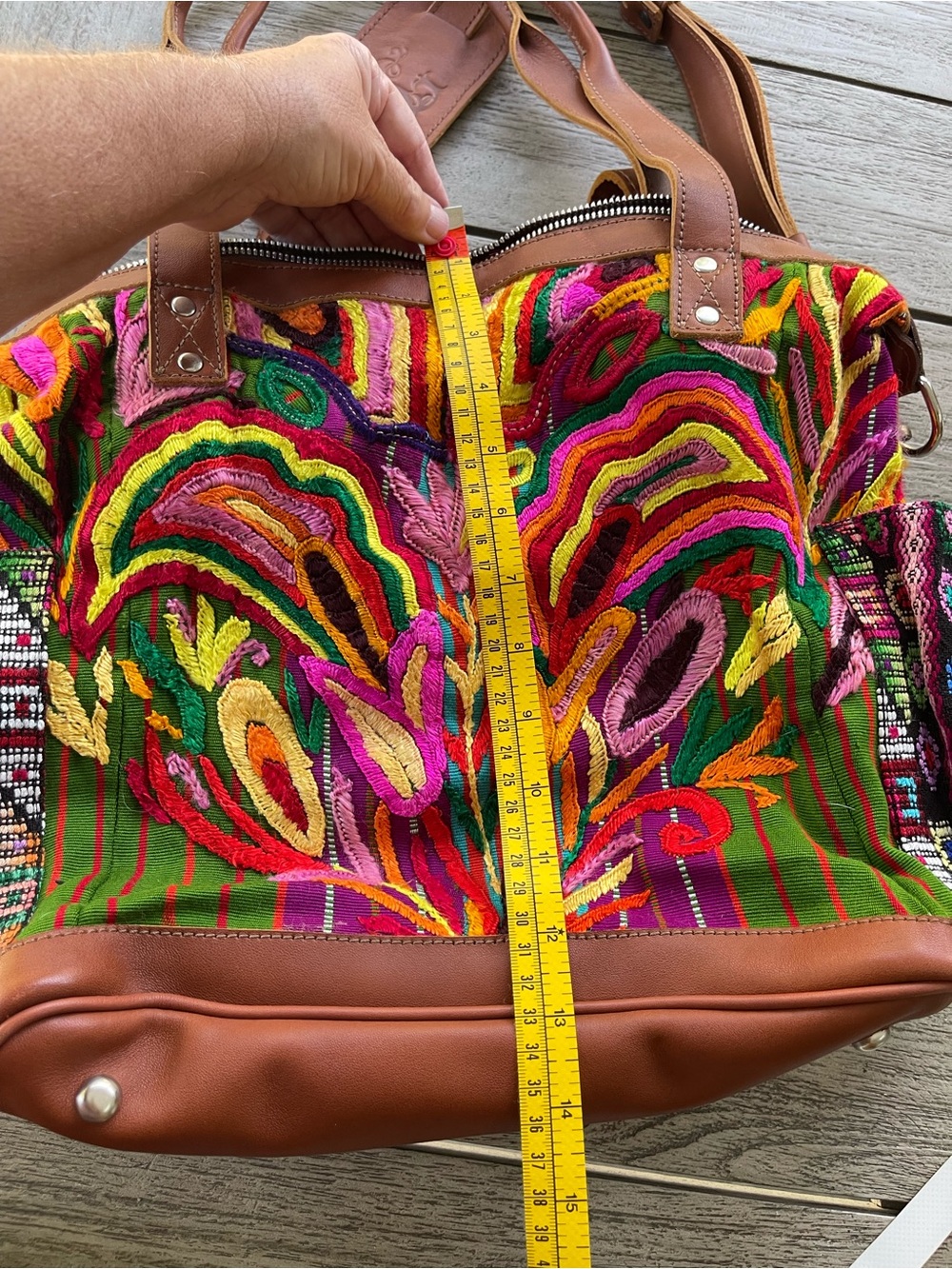 Little Guatemala Designs Huipil Hand-Embroidered Multicolor Convertible Bag - Picture 8 of 8
